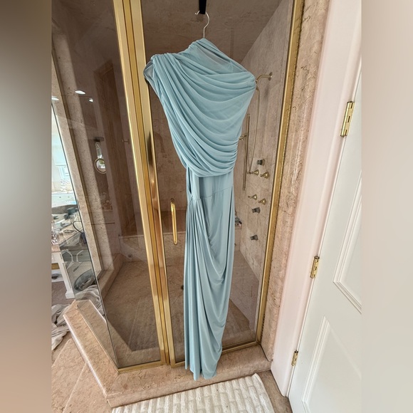 Elegant Asymmetrical Blue Dress - Picture 9 of 12